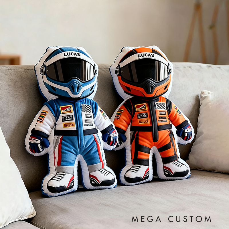 Personalized Racer Throw Pillow Custom Name Design Cushion Gift for Racers and Racing Lovers