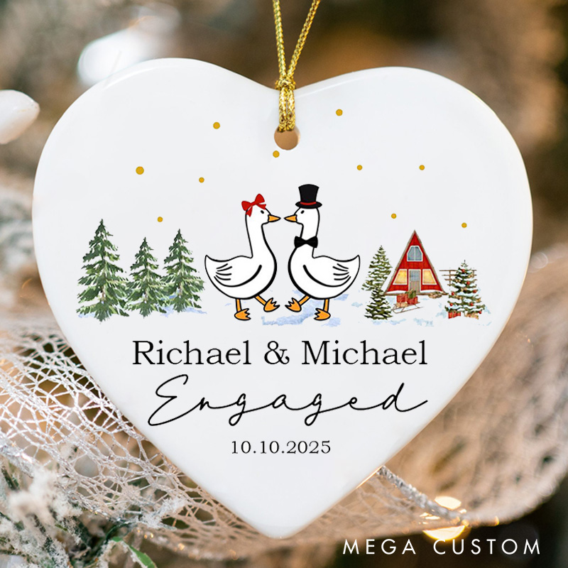 Personalized Couple Engaged Christmas Ornament Funny Goose Couple Engaged Ornament Christmas Gift For New Couple