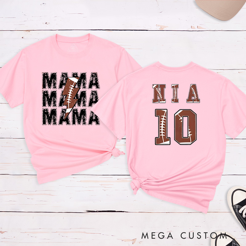 Personalized American Football and Rugby Mama T-Shirts with Custom Name and Number-The Perfect Gift for Mom or Grandma