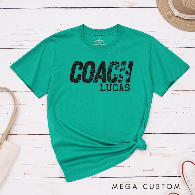 Personalized Coach Soccer T-Shirt with Custom Name 