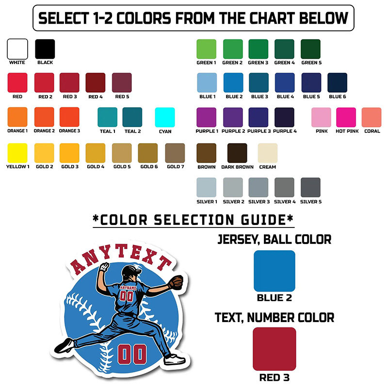 Personalized Athletic Sticker with Player Throwing Pose and Custom Details  