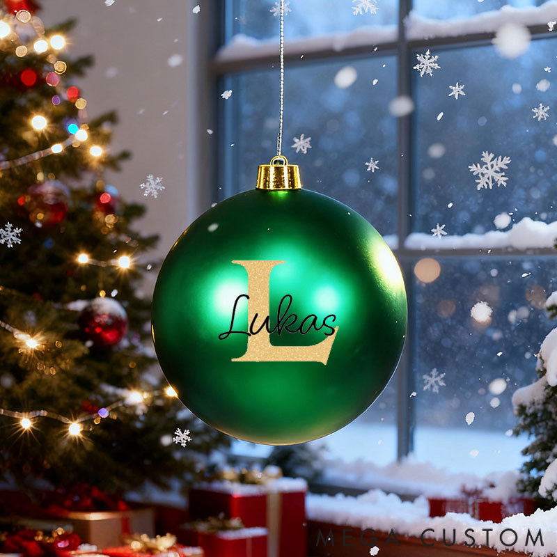 Personalized Stylishly Personalized Christmas Bauble with Initial letter for Family