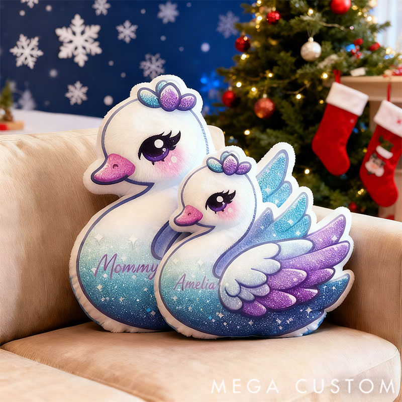 Personalized Graphic 3D Print Pillows Pillow, Custom Swan Pillow with Name for Family