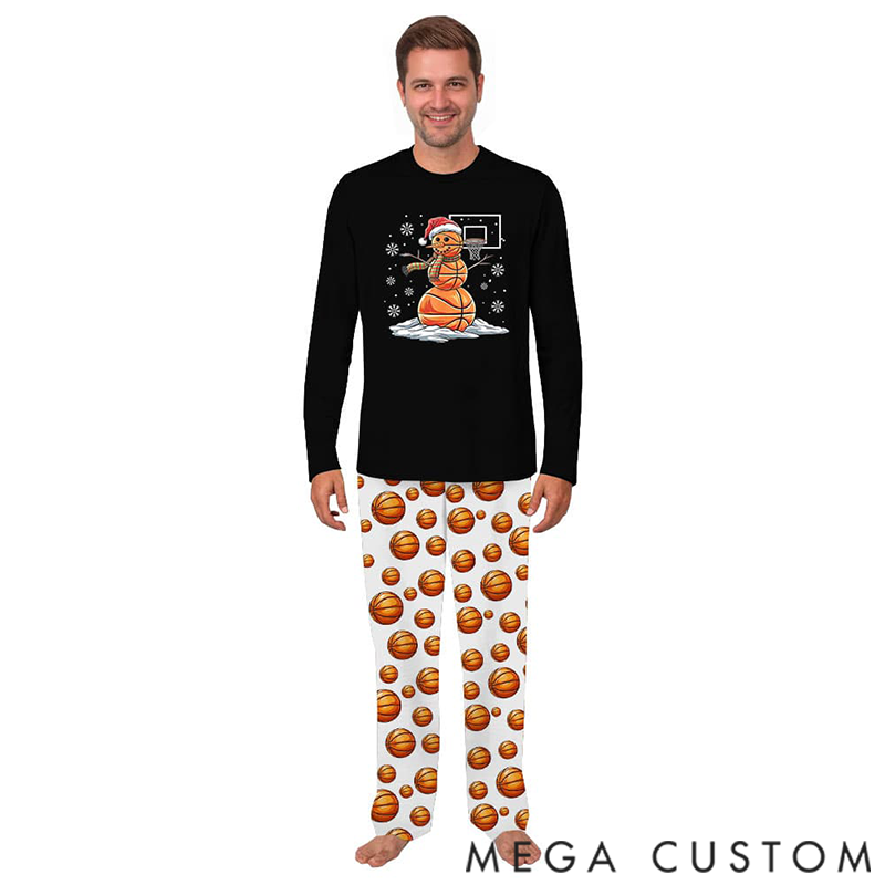 Personalized Unique Basketball Snowman Christmas Pajamas Sets for Family