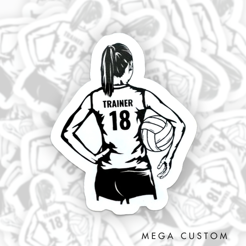 Personalized Volleyball Player Decal Sticker with Custom Player Name and Number on the back