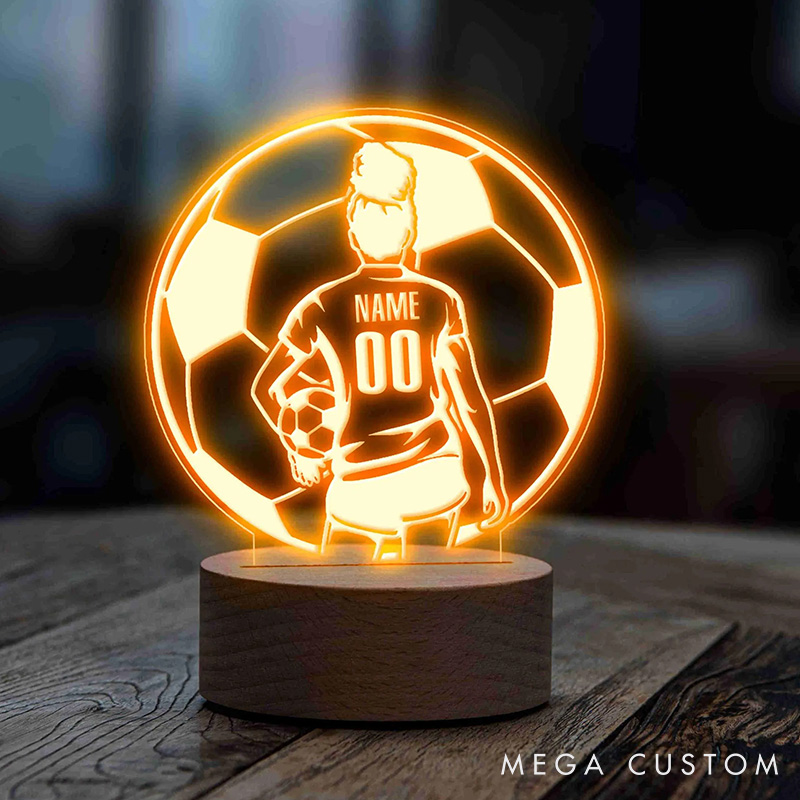 Personalized Soccer Girls LED Night Light with Custom Name and Number
