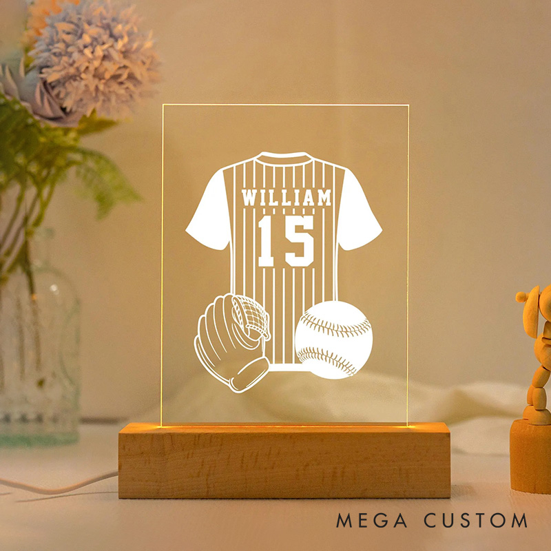 [Copy]Personalized Baseball LED Night Light with Bold Name Display and Minimalist Design