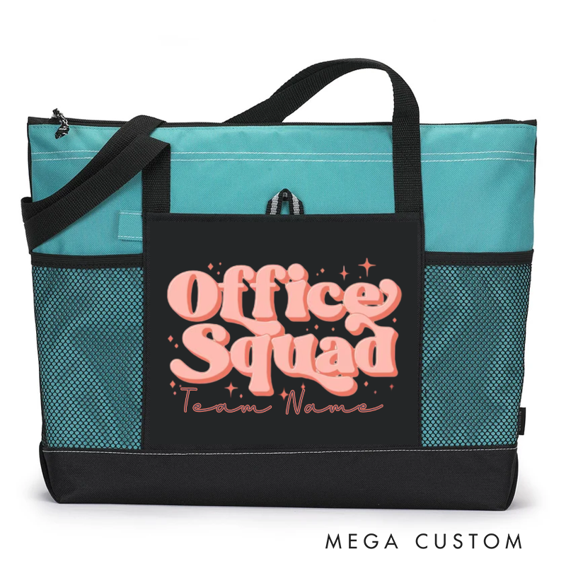 Personalized Office Squad Tote Bag Retro Design Work Bag Gift for Coworkers and Employees