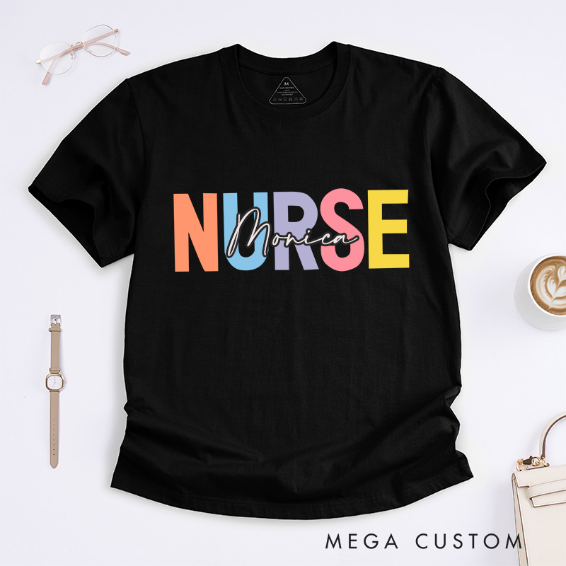 Personalized Nurse T-Shirts Colorful Nurse Pride Fashion Design T-Shirts
