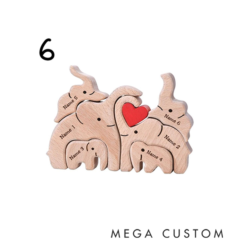 Personalized Wood Elephant Figurine Cuddling Decoration Hand-Carved Elephant for Family Keepsake Gifts