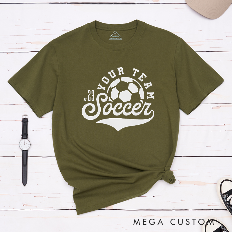 Personalized Soccer T-Shirt with Retro Design and Custom Team Name and Number
