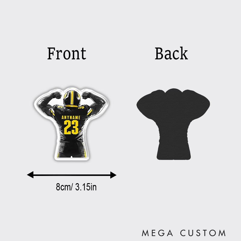 Personalized American Football Player Sport Fridge Magnets with Custom Name and Number for Water Bottle Laptop