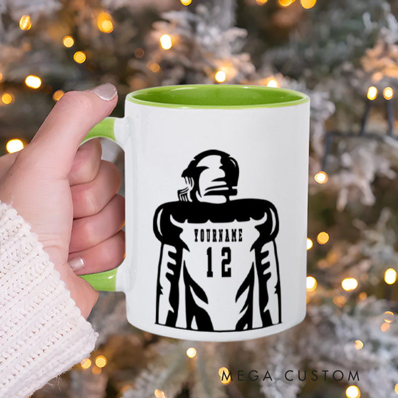 [Copy]Personalized American Football Mug with Action Pose and Custom Name Design
