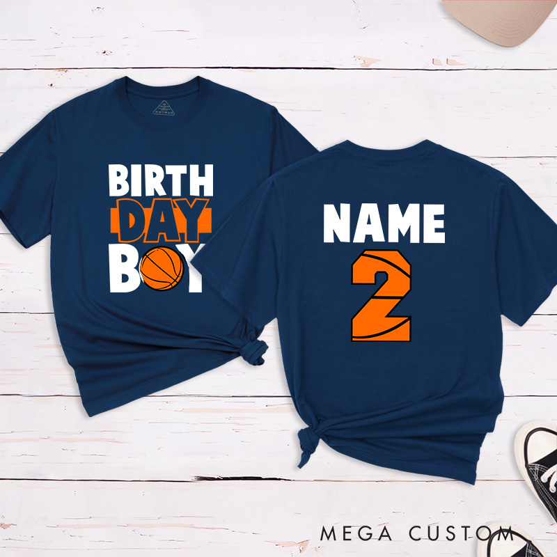 Personalized Birthday Boy Basketball T-Shirt with Custom Name and Age Design