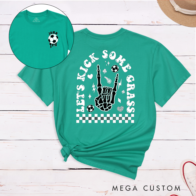 Personalized "Let's Kick Some Grass" T-Shirt with Custom Name 