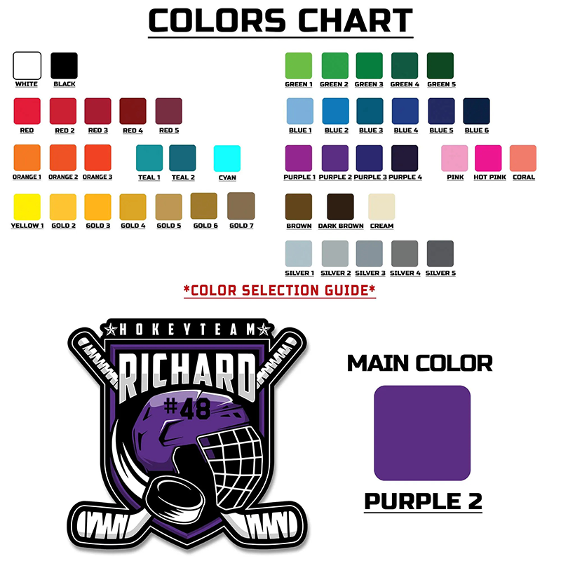 Personalized Hockey Helmet Sticker with Custom Name, Number, and Team Name