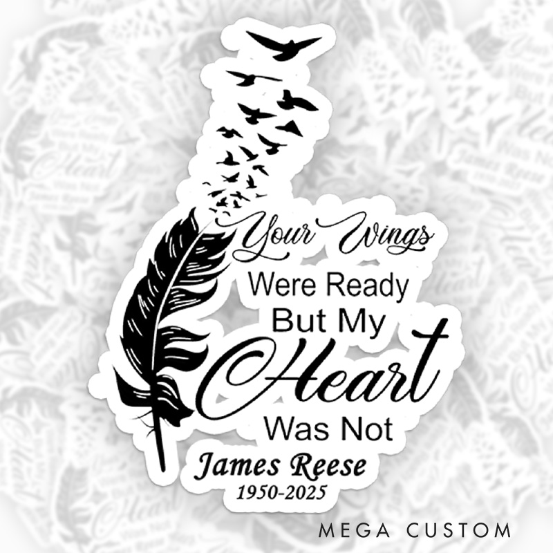 Personalized Memorial Sticker Feather Bird Flock Heart Quote Sympathy Gift for Loss of Loved One Grieving