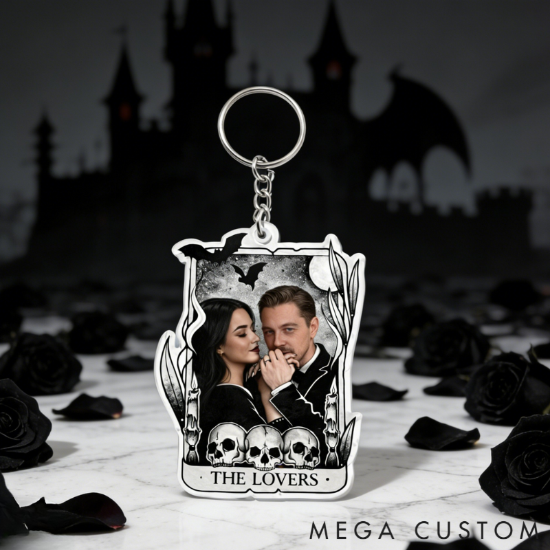 Personalized Couple Portrait Acrylic Keychain Custom Photo Elegant Holiday Gift for Lovers