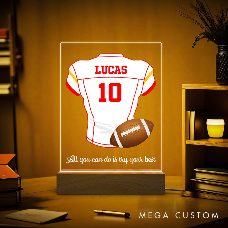 [Copy]Personalized American Football Jersey and Helmet LED Night Light with Custom Name and Number Design