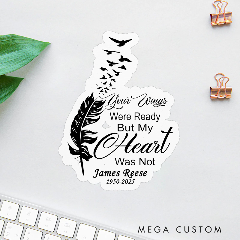 Personalized Memorial Sticker Feather Bird Flock Heart Quote Sympathy Gift for Loss of Loved One Grieving
