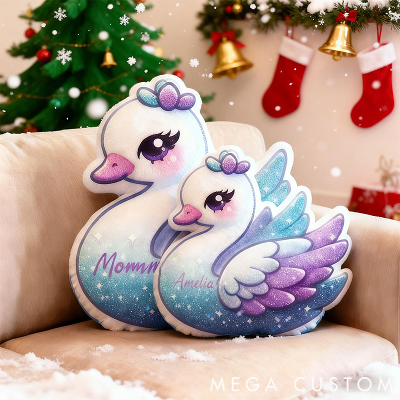 Personalized Graphic 3D Print Pillows Pillow, Custom Swan Pillow with Name for Family