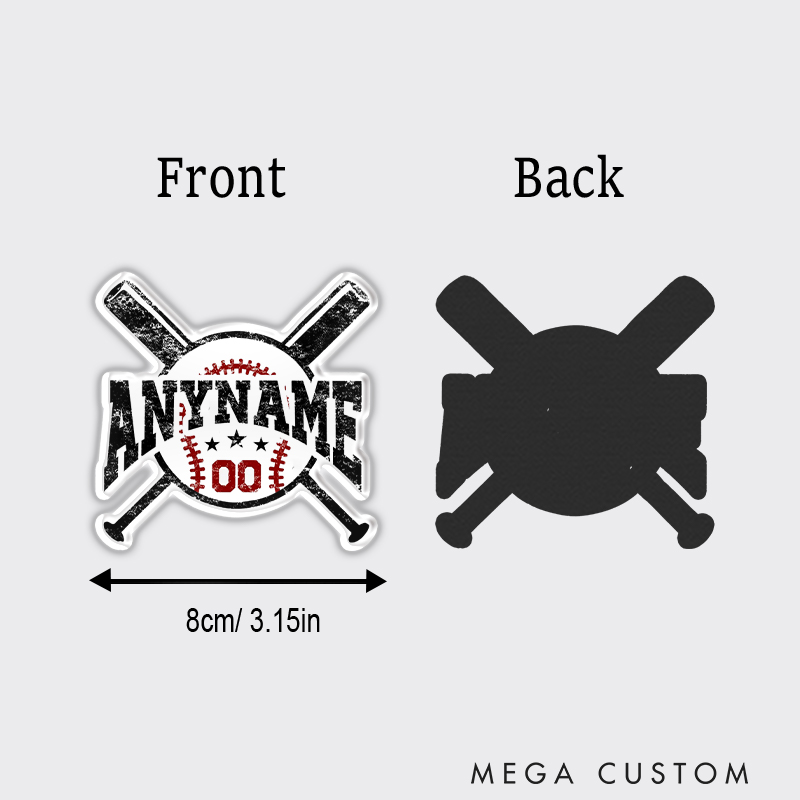 Personalized Baseball Fridge Magnet with Custom Name and Vintage Bat Design 