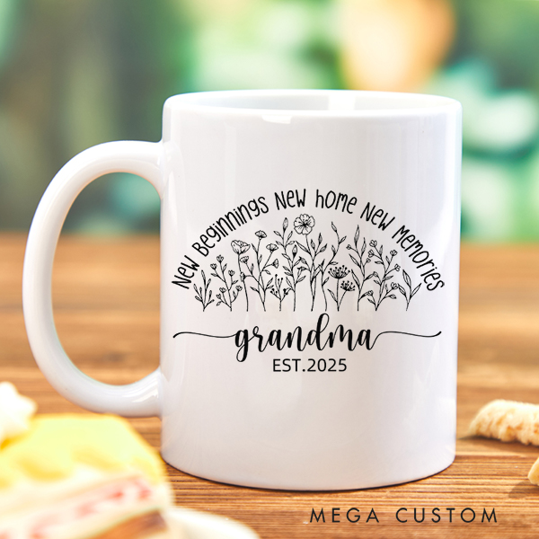 Personalized Grandma Mug New Beginning New Home New Memories Mug Gift for Grandma Mother's Day Gift Christmas Gift Housewarming Gift New Home Gift