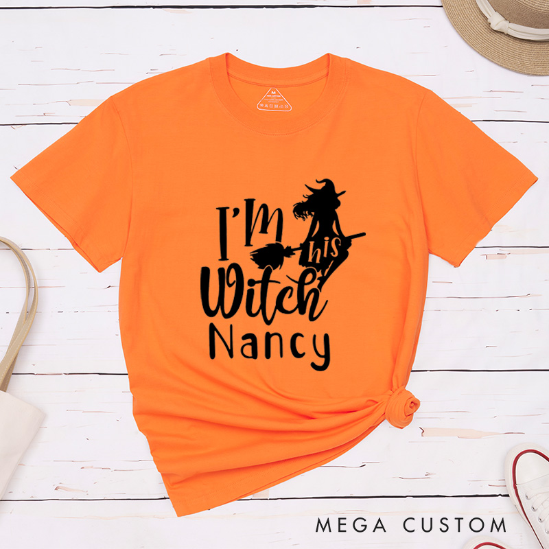 Personalized Halloween Ghost and Witch Matching Classic T-Shirt for Couple Funny Halloween Mr and Mrs Matching T-Shirt