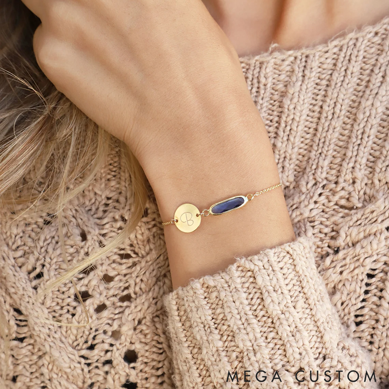 Personalized Initial Bracelet Custom Initial Birthstone Bracelet Plated Friendship Jewelry Perfect Gift for Women