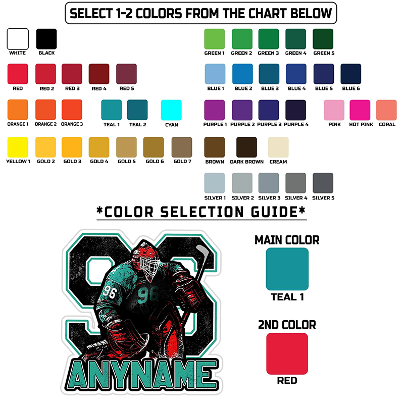 Personalized Ice Hockey Sticker Featuring Intense Goalie Graphic and Custom Name and Number