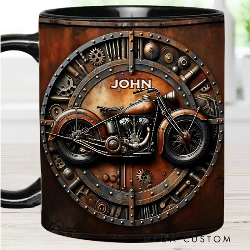Personalized Biker Accent Mug Custom Name Awesome Bike Mug Unique Bikers and Motorcycle Fans