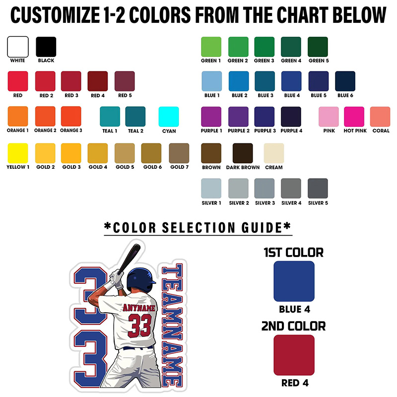 Personalized Baseball Sticker with Player Swinging Pose and Custom Name 