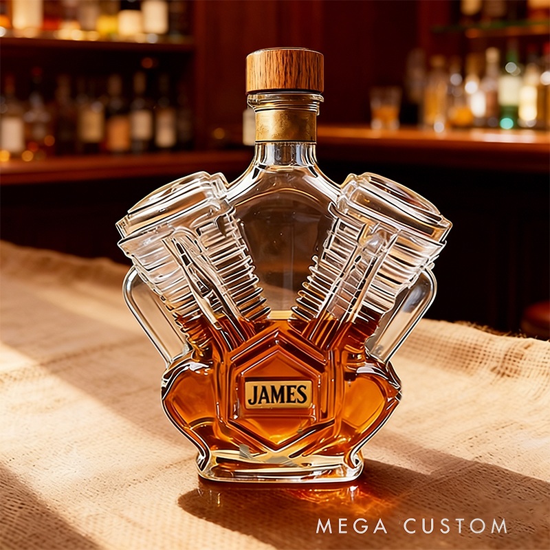 Personalized Engine Shaped Whiskey Decanter Unique Custom Name Gifts