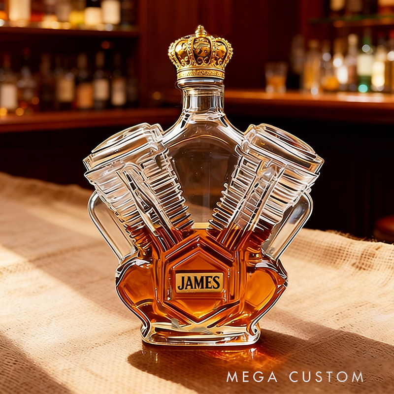Personalized Engine Shaped Whiskey Decanter Unique Custom Name Gifts