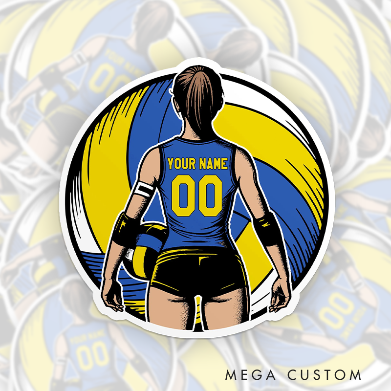 Personalized Volleyball Sticker with Custom Name and Number for Players and Fans