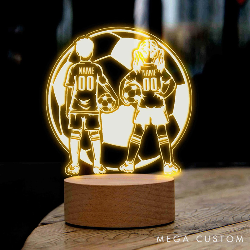 Personalized Soccer LED Night Light with Custom Player Names and Numbers Design