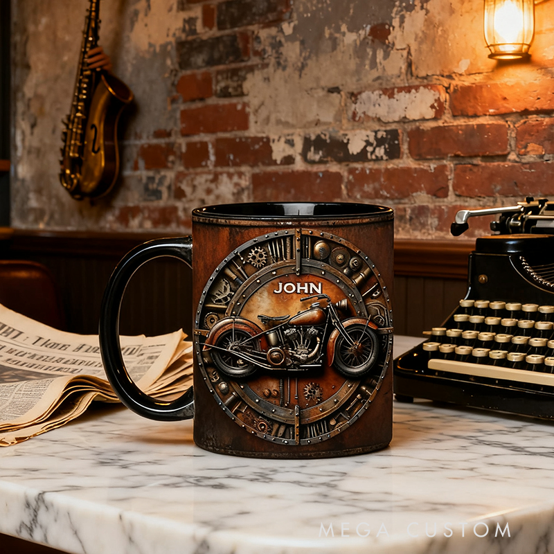 Personalized Biker Accent Mug Custom Name Awesome Bike Mug Unique Bikers and Motorcycle Fans
