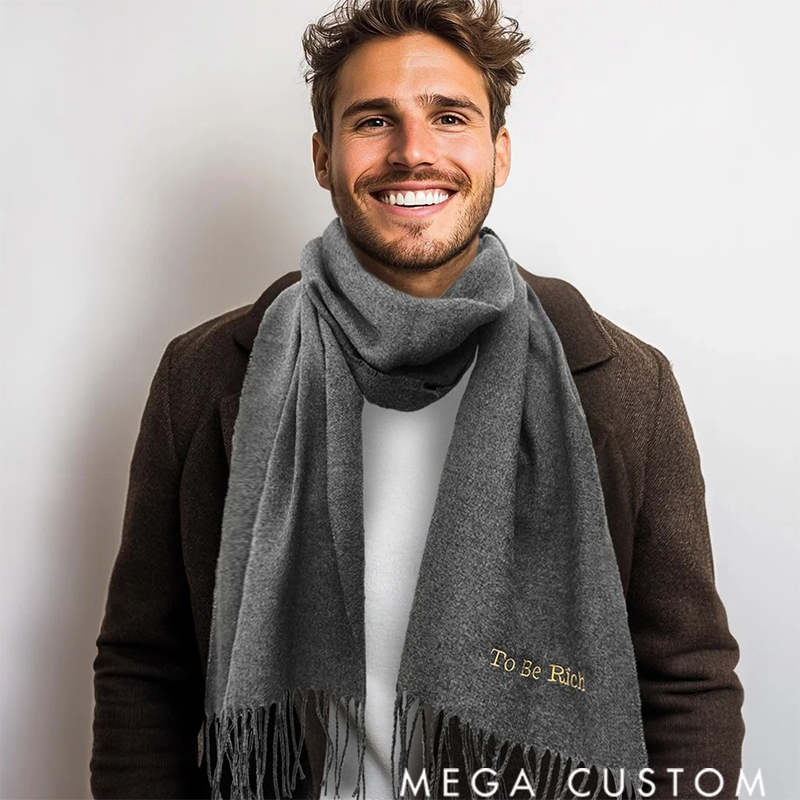 Personalized Super Soft Warm Scarf with Embroidered Birth Flower and Text Fashion Accessory Birthday Christmas Gift for Couple Family