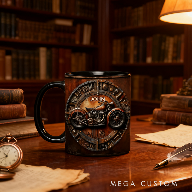 Personalized Biker Accent Mug Custom Name Awesome Bike Mug Unique Bikers and Motorcycle Fans