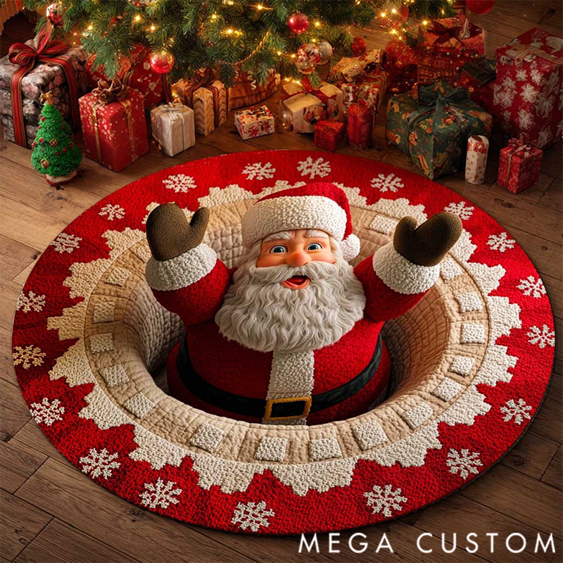 Personalized 3D Printed Rug, Christmas Welcome Round Mat, Indoor Rug Decor, Christmas Tree Home Decor, Holiday Doormat, Christmas Gift