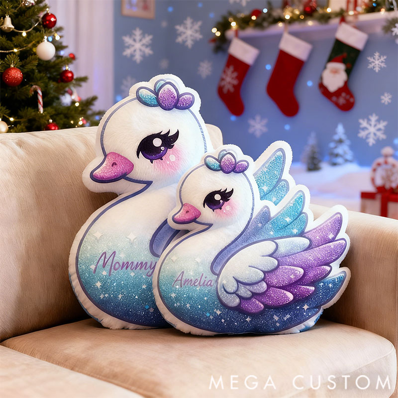 Personalized Graphic 3D Print Pillows Pillow, Custom Swan Pillow with Name for Family