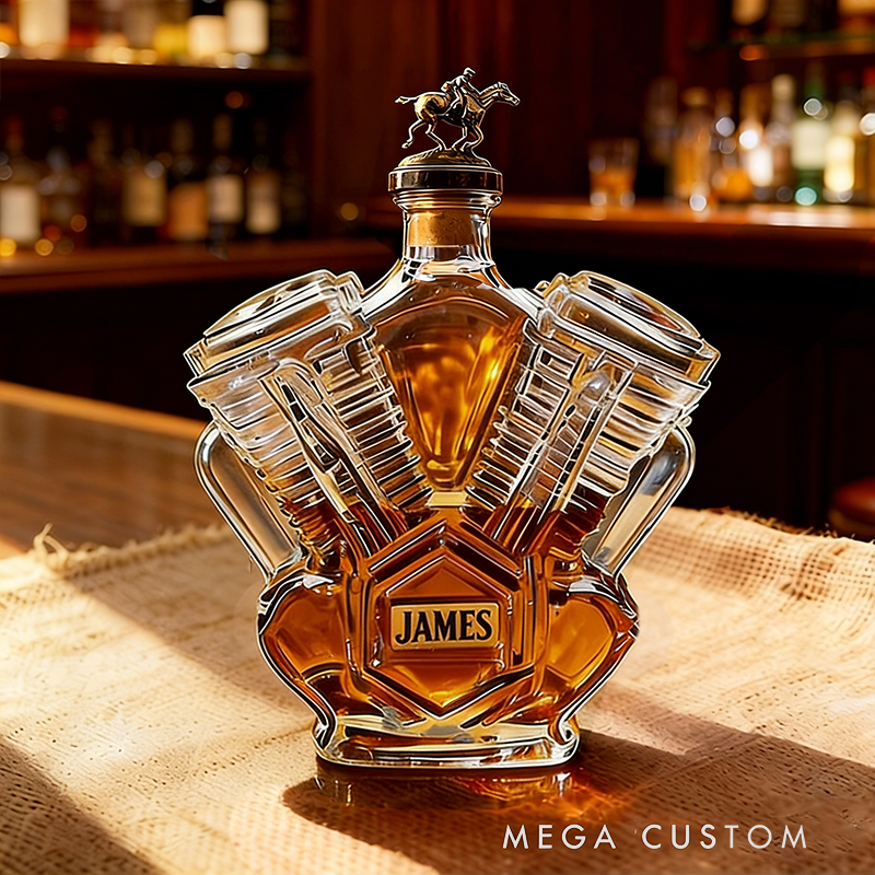 Personalized Engine Shaped Whiskey Decanter Unique Custom Name Gifts
