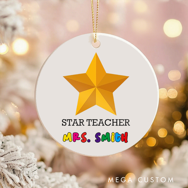 Personalized Teacher Christmas Ornament Star Teachers Appreciation Ornament Gift