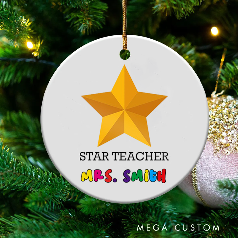Personalized Teacher Christmas Ornament Star Teachers Appreciation Ornament Gift