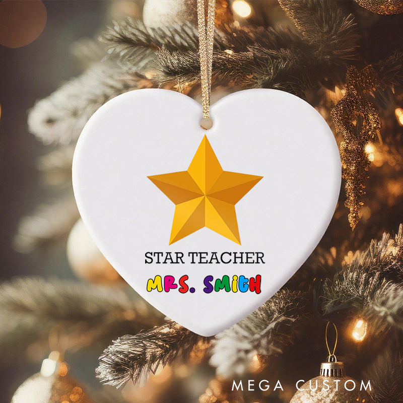 Personalized Teacher Christmas Ornament Star Teachers Appreciation Ornament Gift