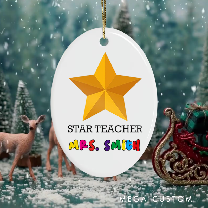Personalized Teacher Christmas Ornament Star Teachers Appreciation Ornament Gift