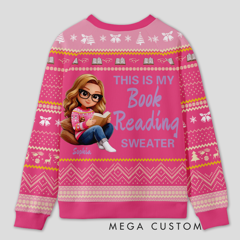 Personalized Bookworm Exclusive Reading Time Ugly Sweater Holiday Gift for Book Lovers