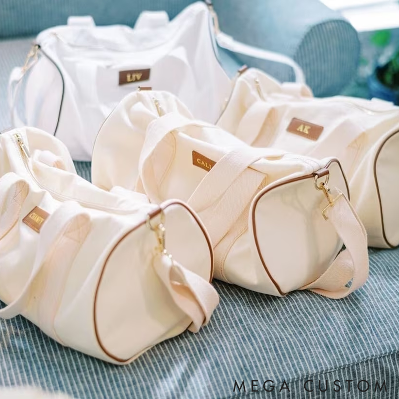 Personalized Canvas Duffle Bag Bridesmaid Gifts Duffle Bag Monogrammed Weekender Bags Adjustable Strap Durable Weekender or Gym Bag Stylish and Spacious Design