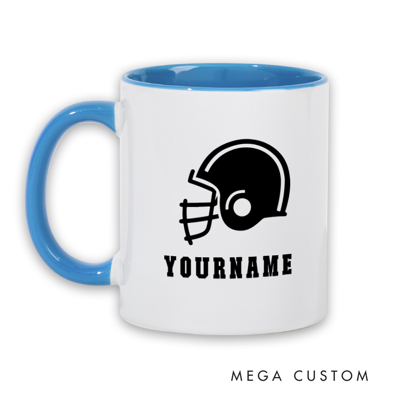 Personalized American Football Helmet Mug with Custom Player Name