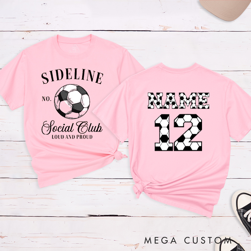 Personalized Sideline Soccer T-Shirt with Custom Name and Number Design
